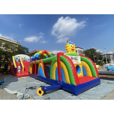 太阳障碍 + 精灵滑梯组合充气游乐设备租赁